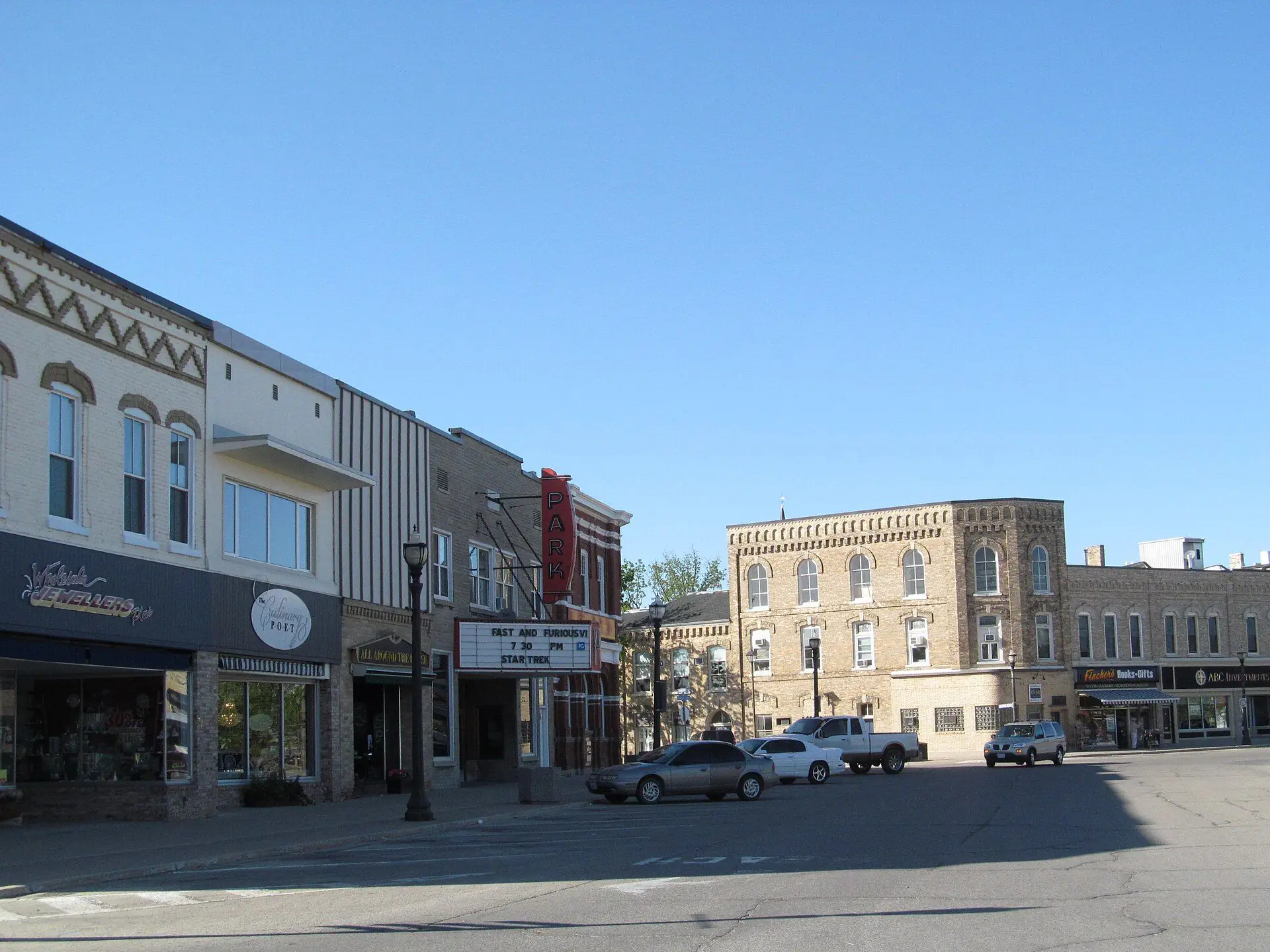 Heritage storefronts on West Street in Goderich