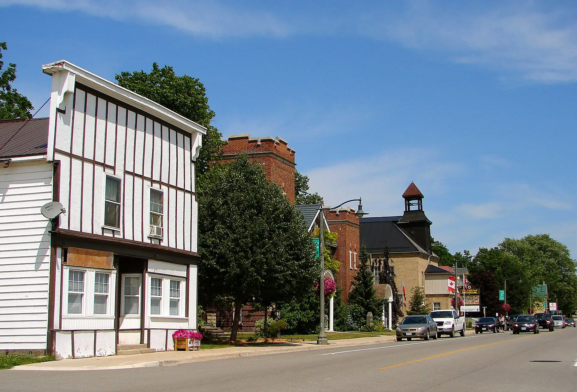 The main street of Ailsa Craig with its brick commercial blocks