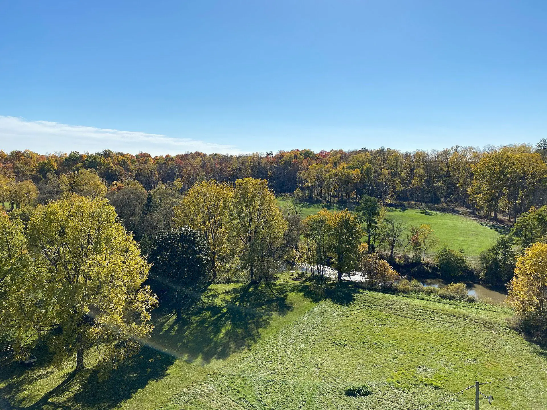 Rolling autumn countryside and woodland near St. Thomas