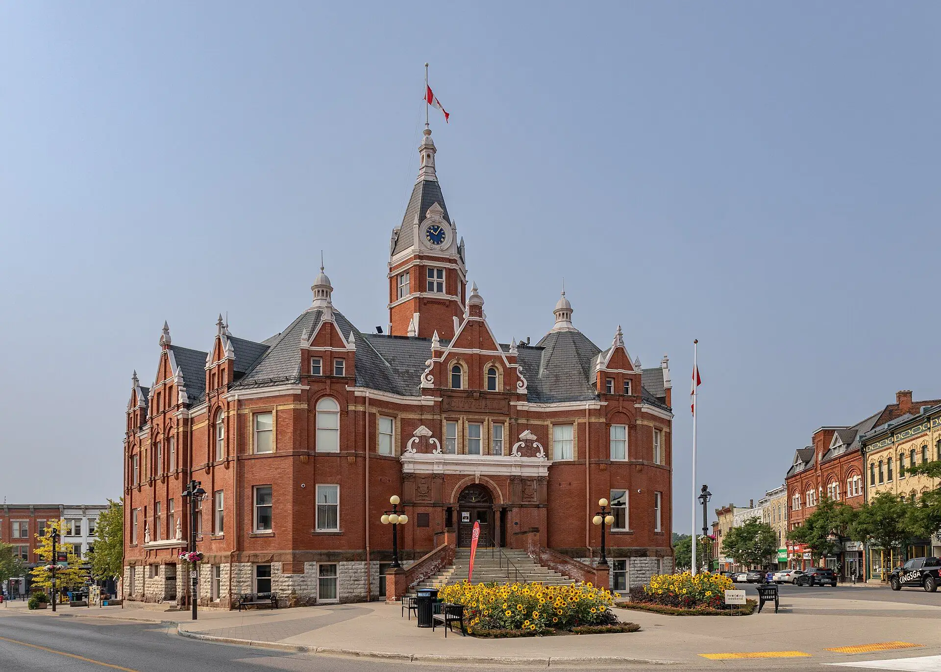 Stratford City Hall, a red-brick landmark with a tall clock tower