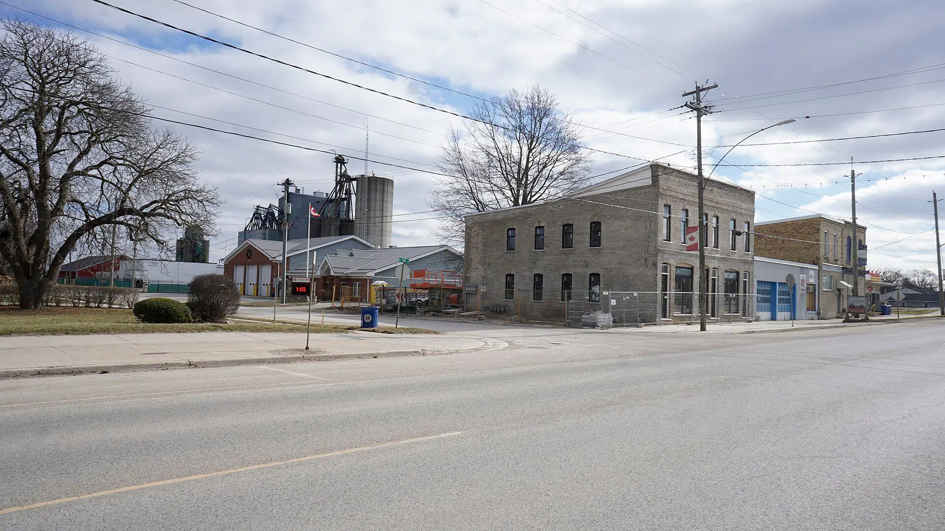 Brick buildings along the main street of Wyoming in Plympton-Wyoming