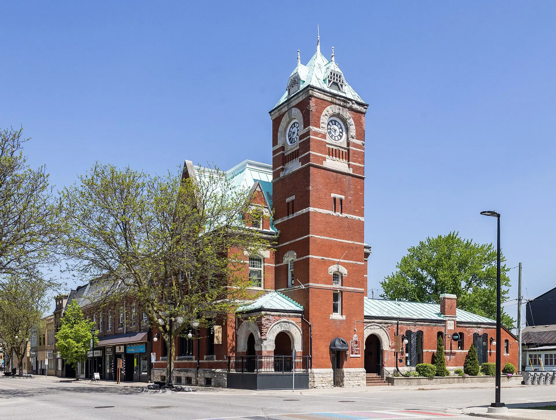 The Clock Tower Inn, Strathroy's red-brick former post office and its clock tower